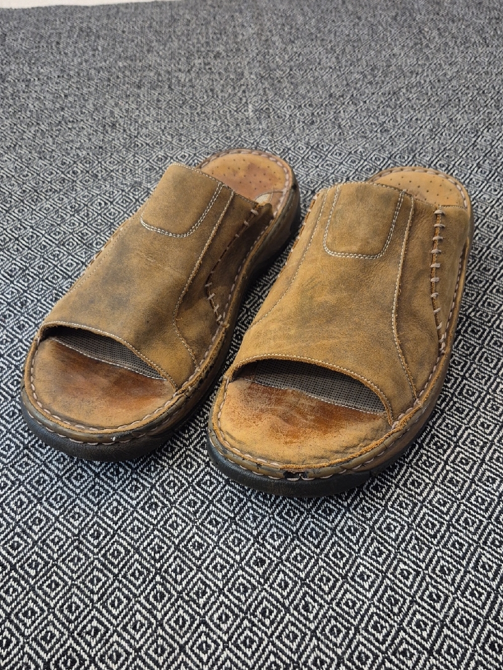 Bed Stu Mens Brown Leather Slides Size 12